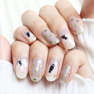 Midnight Cat Beneath The Sky Nail Art Stickers 24 pcs