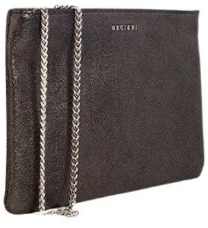 Midnight Glitter Leren Clutch Orciani , Gray , Dames - ONE Size