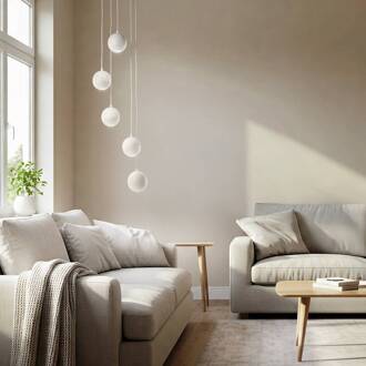Midway hanglamp, 5-lamps, rond, zandkleurig, GU10