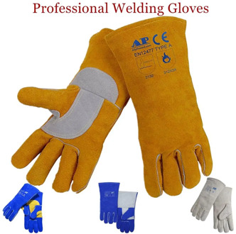 MIG Gloves 14" 35cm Split Cowhide Leather Worker Gloves Reinforced Thumb Palm CE EN12477 MAG Stick Welding Glove
