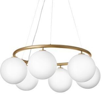 Miira 6 Circular Hanglamp - Messing - Opaal Goud