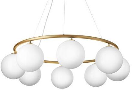 Miira 8 Circular Hanglamp - Messing - Opaal Goud