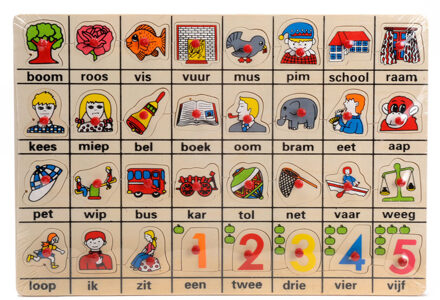 Mijn eerste woordjes houten knoppuzzel, 32 stukjes