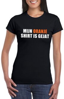 Mijn oranje t-shirt is gejat t-shirt zwart dames M - Feestshirts