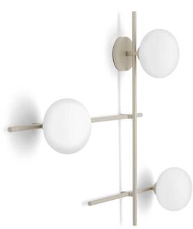 Mikado wandlamp, cipria/wit, 3-lamps, glas, metaal cipria, opaalwit