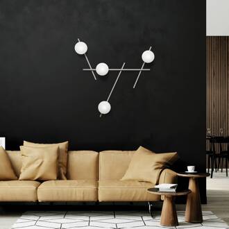 Mikado wandlamp, cipria/wit, 4-lamps, glas, metaal cipria, opaalwit