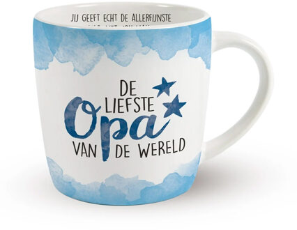 Miko Cadeau koffie/thee mok opa - wit/blauw - lieve opa - porselein - feest mokken