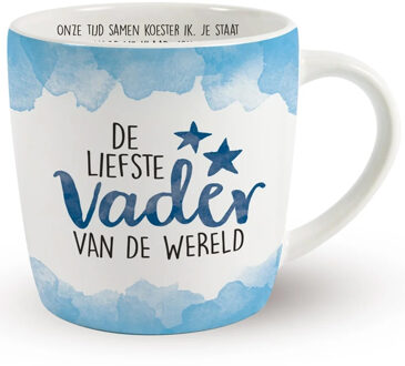 Miko Cadeau koffie/thee mok vader - wit/blauw - lieve papa - porselein - Vaderdag - feest mokken