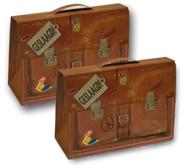 Miko cadeauverpakking schooltas - 2x - 6 x 19 x 14 cm - karton - kadodoos - geslaagd cadeau