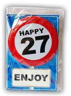 Miko Happy Birthday kaart met button 27 jaar