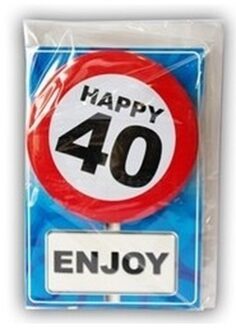 Miko Happy Birthday kaart met button 40 jaar Multikleur