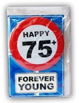 Miko Happy Birthday kaart met button 75 jaar