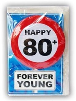 Miko Happy Birthday kaart met button 80 jaar