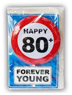 Miko Happy Birthday kaart met button 80 jaar