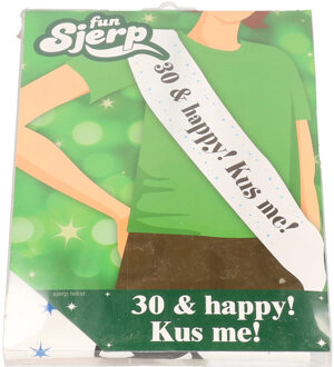 Miko Verjaardag Sjerp 30 and Happy! Kus me - wit - glans polyester ? 30 Jaar - 30e verjaardag