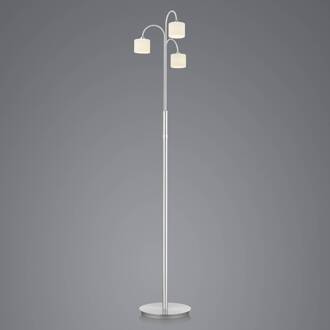Mila LED vloerlamp, nikkel/opaal glas, 3-lamps mat nikkel, opaalwit