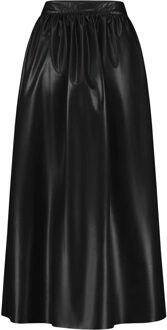 Mila midirok van imitatieleer met knoopdetail Zwart - 38