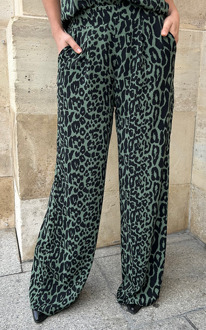 Mila Pantalon Leopard Army Tall Legergroen