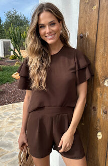 Mila Ruffle Top Choco Bruin