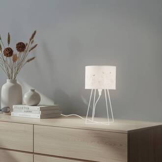 Mila tafellamp, stof, eenhoorns, E14, hoogte 32,5 cm wit, grijs, goud