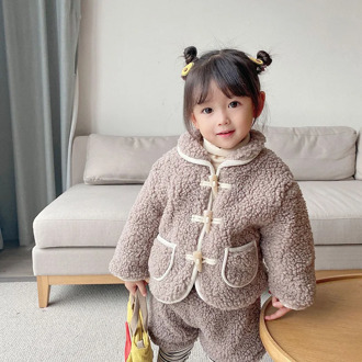 MILANCEl 2020 Winter New Girls Coat Lamb Wool Kids Outwear Claw Botton Jacket for Girl Sweet ColorBaby Cardigan