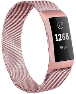 Milanees Smartwatch Bandje Voor De Fitbit Charge 2,fitbit Charge 3,fitbit Charge 4 - Rosé Goud