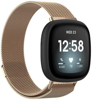 Milanees Smartwatch Bandje voor de Fitbit Versa 3 - Rosé Goud
