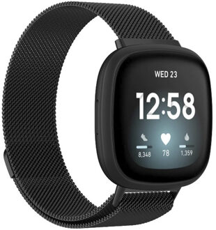 Milanees Smartwatch Bandje voor de Fitbit Versa 3 - Zwart