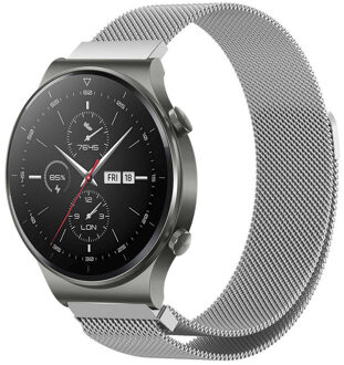 Milanees Smartwatch Bandje voor de Huawei Watch GT 2,Huawei Watch GT 2 Pro,Huawei Watch GT 2e Sport 46 mm - Zilver