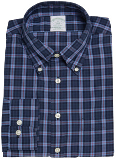 Milano Slim-Fit Sport Overhemd, Broad Cloth, button-down kraag Brooks Brothers , Blue , Heren - M