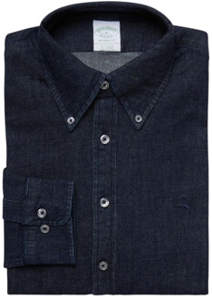 Milano Slim-Fit Sport Overhemd, denim, knoop-down kraag Brooks Brothers , Blue , Heren