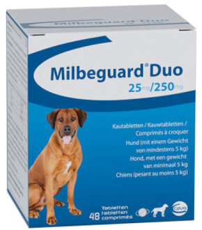 (Milbactor) Duo 25/250 mg ontworming grote hond 48 tabletten