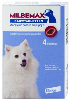 Milbemax Elanco Milbemax Kauwtablet Kleine Hond - Anti wormenmiddel - 12 g 4 tab 1 Tot 5 Kg