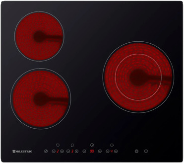 MILECTRIC vitroceramic plate ECM-3F - 3 zones, touch control, width 60cm.
