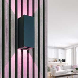 Miles Smart Wandlamp - RGBWW - WiFi + Bluetooth - IP65 Waterdicht - 10 Watt 800 Lumen - Up & Down Zwart