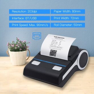 Milestone MHT-P8001 Portable 80mm Thermal Printer BT+USB Dual-mode Connection Built-in Rechargeable Lithium Battery US Plug