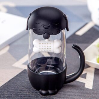 Milieu Gezondheid Glas + PP Kat & Hond Mok Cup Met Filter Melk Bier Koffie Thee Reizen Self Roeren Mok voor Vrienden zwart lang hond