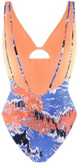 Milieuvriendelijk Damesbadpak Blauw/Oranje