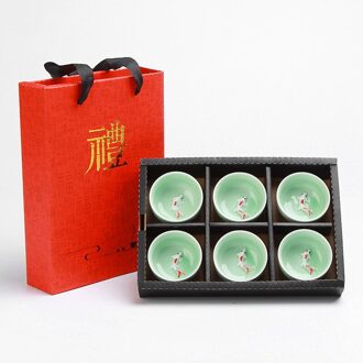 Milieuvriendelijke Celadon Di Oven Karper Cup Keramische Kopje Thee Bruiloft Relatiegeschenk Set Thuis Chinese Kung Fu Cup 6 Cups type4