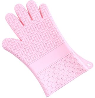 Milieuvriendelijke Hoge En Lage Temperatuur Bestendig Siliconen Handschoenen Kitchentool Voor Magnetron Schotel Wassen Schoonmaken roze groot Size