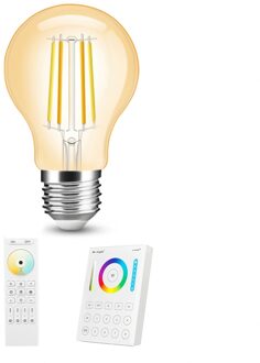 Milight dual white smart filament lamp 7w e27 fitting - amberkleurig a60 model - met afstandsbediening