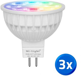 Milight led spot RGBWW 4 Watt MR16 fitting 12V - Voordeelset van 3 stuks