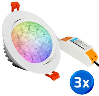 Milight RGBWW led inbouwspot downlight 9 Watt - Voordeelset van 3 stuks
