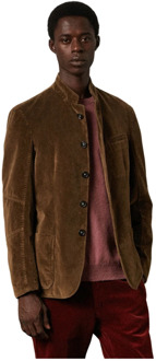 Militair geïnspireerde jas van katoenfluweel Massimo Alba , Brown , Heren - L