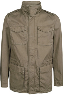 Militair Groen Field Jacket Herno , Green , Heren - 2Xl,L,M