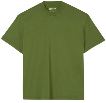 Militair groen katoenen T-shirt met strijklogos Sunnei , Green , Heren - L,M,S,Xs