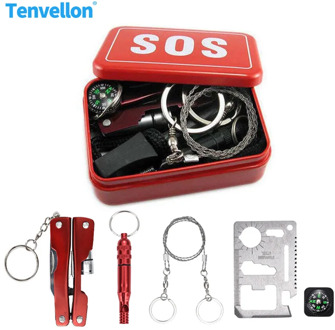 Military Survival Safety Survival Escape Kit Outdoor Emergency Camping kit self help box SOS for Hiking saw whistle compass