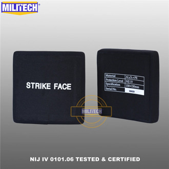 MILITECH 6 by 6 inches Two Pieces NIJ IV Bulletproof Side Plates Aluminum Oxide + PE NIJ 4 Stand Alone Ballistic ESAPI Panel