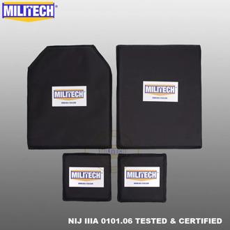 MILITECH Bulletproof Aramid Soft Ballistic Panel Plate Inserts Body Armor NIJ Level IIIA 3A 11 x 14 STC&SC And 6 x 6 Pairs Set