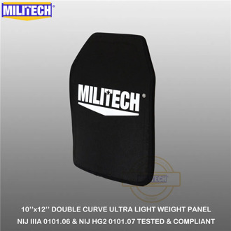 MILITECH Bulletproof Plate 10" x 12" NIJ IIIA 3A 0101.06&NIJ 0101.07 HG2 Ultra Light Weight UHMWPE Ballistic Backpack Panel(1PC)